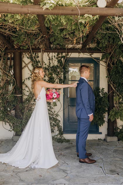 Brid and groom first look photos