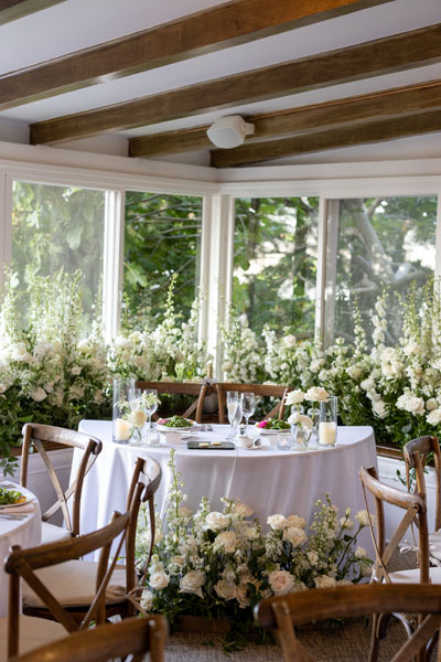 Floral design with white blooms at La Venta Inn